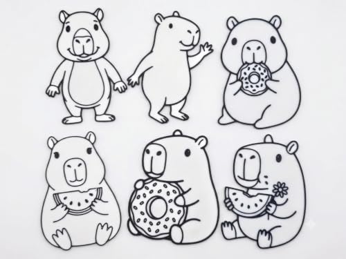 Capybara Painting Kit for Kids - 6 Paint Your Own Capybara Figures with Raised Black Outlines, Gouache Paints & Brush Included, DIY Arts and Crafts Set for Boys & Girls Ages 3+, Party & Gift Idea