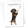 CAPYTINI Congratulations! Cute Dog Champagne Celebration Card Funny Congrats Card For Weddings Anniversaries Graduations New Job