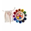 CAQYPVH Wooden Color Sorting Toy Drawstring Pouch Wooden Matching Toy Counting Rainbow Balls in Cups for Preschoolers