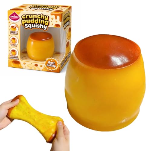 Caramel Pudding Squishy Toys Crunchy Bead Filled Stress Ball Food Toy Slushy Squeeze Fidget ASMR Realistic Handmade Dessert Non Rebound Moldable Soft Sticky for Relief Gifts Party Favor
