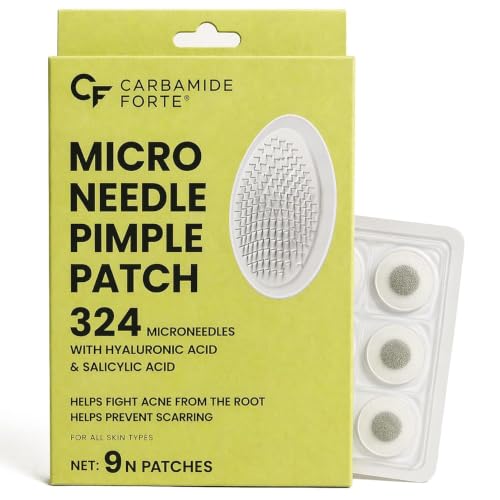 Carbamide Forte Microneedle Pimple Patches | 324 Microneedles | Pimple Patches for Face Salicylic Acid & Hyaluronic Acid | Invisible Waterproof Acne Patches for All Skin Types - 9 Patches