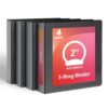 Cardinal Economy 3 Ring Binder, 2 Inch, Presentation View, Black, Holds 475 Sheets, Nonstick, PVC Free, 4 Pack of Binders (79522)