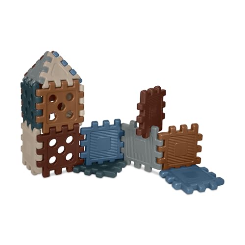 Careplay Oversized Waffle Grid Building Blocks Set, Neutral Color Scheme, Easy-to-Use Building Toys for Toddlers and Kids, 16 Piece Set, Ages 18 Months to 5 Years, 10 Year Assurance