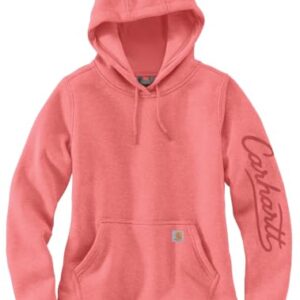 Carhartt Women's Sawyer Script Logo Sweatshirt, Fire Coral Heather, XX-Large