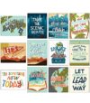 Carson Dellosa Let's Explore Travel 12-Piece Classroom Posters, Retro, Adventure Classroom Decor Wall Art with Inspirational Quotes