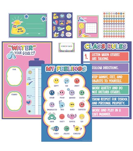 Carson Dellosa We Stick Together 107PC School Supplies, Incentives, Behavior Charts, Stickers, Punch Cards, Dry Erase Goal Tracker, Calming Corner Items Kids Poster, Motivational Classroom Must Haves