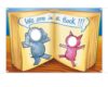 Cartoon Elephant and Piggie in a Book Face Cutout Photo Backdrop 5 x 3.3 FT - Children’s Book Theme Birthday Party Photography Backdrop for Boys Girls, Funny Reading Event Photo Prop