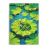 Cartoon Green Frog Resting On Large Water Lily Pad Clear Blue Pond Jigsaw