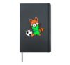 Cartoon red panda playing football Hardcover Journal, Black