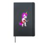 Cartoon unicorn playing electric guitar Hardcover Journal, Black