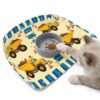 Cartoon Yellow Caravans Feeding Mat, Hookups Roadblocks Stars Blue Border Waterproof Foldable Pet Cat Dog Food Mat Placemats for Cats Dogs Water Bowl 17.7x11.8in