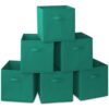 Casafield Set of 6 Collapsible Fabric Cube Storage Bins, Teal - 13" Foldable Cloth Baskets for Shelves, Cubby Organizers & More