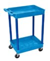 Casafoyer BUSTC11BU Multipurpose Utility Tub Cart with Two Shelves Each with 2.75" Deep Walls, 300 Lbs. Capacity, Blue