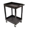 Casafoyer SEC11-B 24" x 18" Plastic Utility Tub Cart-Two Shelf-Black
