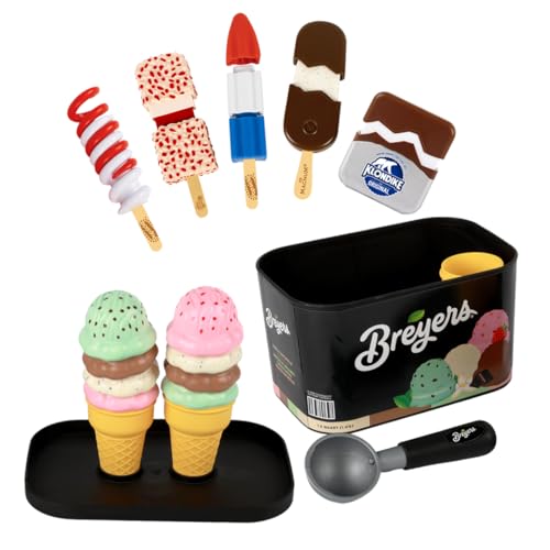 Casdon Good Humor & Breyers Ice Cream Set | Toy Ice Cream Set (Ages 2+) | Includes Strawberry Shortcake, Klondike Original, Magnum Classic, Firecracker & Cyclone | Breyers Tub & Scoop Play Toy