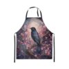 Castle Fairy Black Crow Kitchen Apron Pink Flower Tree Moon Waterproof Cooking Apron for Girls Women,Gothic Theme Chef Apron(No Pocket),31"x26"