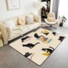 Castle Fairy Cats Reading Books Area Rugs,Cute Black Cat Non Slip Carpet Cartoon Pet Kittens Indoor Floor Mat Entrance Rug,Modern Beige Home Living Room Bedroom Decor,3'x5'