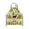 Castle Fairy Deer Apron Pine Trees Paw Prints Apron Suitable for Baking Gardening Housework Painting Fresh Nature Themed Kitchen Aprons for Kids Boys Girls No Pocket 31"x26" Green Beige