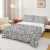 Castle Fairy Leopard Print Bed Sheet Set Twin Size,Black Grey Cheetah Fur Sheet Set Kids Teens,Wild Animal Skin Bedding Decor Set with 1 Flat & 1 Fitted Sheet with 1 Pillow Sham