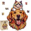 Cat and Dog Wooden Puzzles for Adults, Funny Animal Wooden Jigsaw Puzzles for Adults 200 Piece, Unique Shape Wood Cut Puzzle, Fun Challenging Puzzle Gift for Friends Family Game Home Decor 11 * 7.7 in