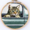 Cat, car Cross Stitch Kits for Beginners Adults,11 CT Patterns Dimensions Embroidery Kits Arts Craft Kits, Home Decor 13.7 x 13.7in,35x35cm（302 A