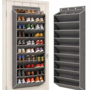 catland 30 Pairs Over the Door Shoe Organizer, Extral Large Hanging Shoe Rack Storage for Closet, 10-Tier Heavy Duty Shoe Holder for Boots Sneakers (Grey)