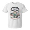Cat Reading Graphic T-Shirt Stories and Whiskers Badge Tee