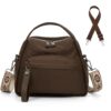 CATSEA Women's Elegant Solid Color Shoulder Bag Fashionable Zipper Crossbody Bags Soft Top Handle Handbag Purse (Coffee)