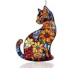 Cat Stained Glass Suncatcher Window, Hanging Sun Catchers Indoor Window, Suncatcher for Mom/Women (Black Cat)