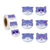 Cat Stickers, 250 Cute Cat Reward Stickers Roll, 38mm Round, Glossy Paper, 6 Kawaii Designs, Latex-Free Adhesive