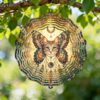 Cat Wind Spinner, Bohemian Mystical Butterfly Moon Autumn Gold Metal Kinetic Wind Sculptures Outdoor Ornaments for Garden Lawn Hallways Yard Party Decor 12 Inch