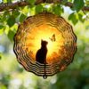 Cat Wind Spinner, Nature Fanciful Butterfly Sunset Summer Yellow Metal Outdoor Color Changing Wind Sculptures Gifts for Garden Porch Balcony Hallways Decor 12 Inch