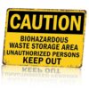 Caution 8x12 Inch Aluminum Metal Sign, Biohazardous Waste Storage Area Unauthorized Persons Keep Out Warning Sign for Outdoor Yard Street Fence Garage