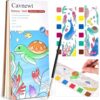 Cavnewt Pocket Watercolor Painting Book,21-Pages,Travel Paint Watercolor Coloring Book Set for Kids 3-8 Years Old,Boys and Girls Party Birthday Thank You Exchange Art Craft Gifts-Undersea World
