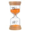 CAXUSD 15 Minute Wooden Hourglass Timer with Silent Fine Grain Flow, Multi-Scene Utility Sandglass for Classroom, Office, Studying, and Elegant Orange Wood and Glass Sand Timer for Time