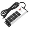 CCCEI 2PCS Heavy Duty Power Strip Surge Protector 20 AMP, 8 Outlets 12 Gauge Shop Garage Metal Multiple Outlets, 4 FT Extension Cord 5-15P Adapter High Amp 6-20R T-Slot 20a for Appliance Silver.