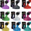 CCHZYSKO 9PCS Holographic Glitter,1.76oz/50g Laser Chunky Glitter for Halloween,PET Flake Mixed Fine Powder for Snowglobe Tumbler,Craft,Epoxy Resin,Festival Decor,Nail