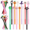 CCINEE 24 Pcs Halloween Pens, 12 Styles Cute Cartoon Ghost Pumpkin Witch Hat Skull Bat Gel Ink Pens 0.5mm Black RollerBall Pen for Kids Adults Halloween Party School Home Office Supplies