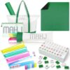 Ceenna American Mahjong Set with Carrying Bag 160 Tiles 4 All-in-one Color Rack Pushers Game Table Mat Plastic Mahjong Coins Complete Ma Jong Game Set (Green)
