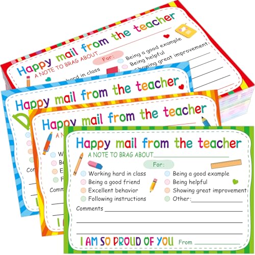 ceiba tree 60Pcs Teacher Mail Notes to Parents Happy Mail Postcards Classroom Must Haves for Preschool Elementary Kindergarten School Teacher Supplies