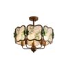 Ceiling Light Modern Crystal Flower Accents Bamboo Pattern Acrylic Shades Iron Base Lamp Traditional Flush Mount for Bedroom Interior Home Decor Lighting Fixture C-25