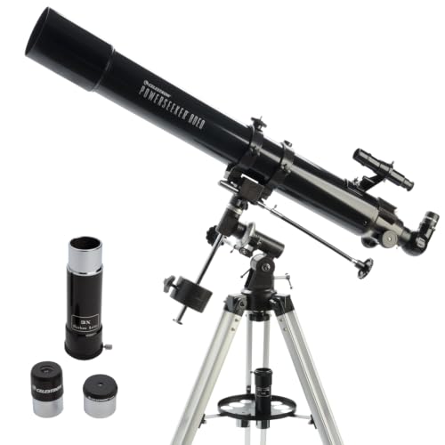 Celestron - PowerSeeker 80EQ Telescope - Manual German Equatorial Telescope for Beginners - Compact and Portable - Bonus Astronomy Software Package - 80mm Aperture
