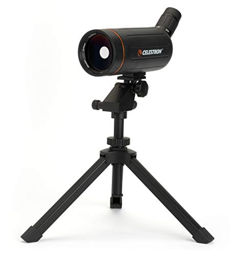 Celestron Mini Mak 70mm Angled Spotting Scope – Maksutov Spotting Scope – Great for Long Range Viewing – 25–75x Zoom Eyepiece – Multi-Coated Optics – Rubber Armored – Tabletop Tripod Included
