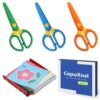CepuXozi 3-Pack Toddler Safety Scissors Kit, Preschool Training Scissors for Toddlers Ages 2-5 Years, Blunt Tip Safety Scissors with 60 Craft Paper Sheets, Ergonomic Kids Scissors