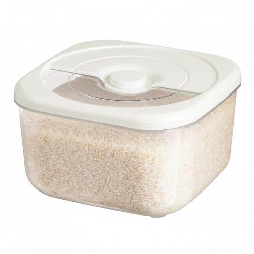 CeRaBuRET 11.02lbs Rice Container with Measuring Cup, Clear Plastic Food Storage Container Bin for Flour Sugar, Dry Food Holder with Easy-Opening Lid for Kitchen, Pantry Organizers