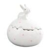 Ceramic Jewelry Box, Cute Bunny Easter Home Decor and Lipstick Organizer, Ceramic Crafts Figurine for Easter Gift, Lidded Storage for Earrings, Rings and Necklaces, 6.1 x 6.9 in / 15.5 cm x 17.4 cm
