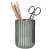 Ceramic Pen Holder with Vertical Groove Design, Desk Pen Pencil Cup for Office, Multipurpose Ceramic Cup for Pens, Pencils, Makeup Brushes, Small Ceramic Vase, Light Green Fluted Surface