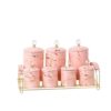 ＫＬＫＣＭＳ Ceramic Storage Jar Food Canister Set Airtight Container Organizer with Marble-Look Finish for Storing Tea Coffee Snacks Suitable for Home Storage Modern Kitchen, Pink