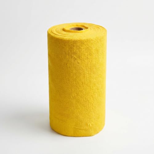 CeramXlEYI Tear Away Cleaning Cloth Roll, 1 Roll / 75 Sheets, Reusable Polyester Cleaning Wipes, Washable Dish Rags, Textured Cleaning Towels for Kitchen Countertop Bathroom Car and Home, Yellow