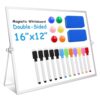 Cerem Double-Sided Magnetic Dry Erase Whiteboard with Stand, 16×12 Inch Desktop & Wall-Mount Board Set, Includes 12 Markers, 6 Magnets & 2 Erasers